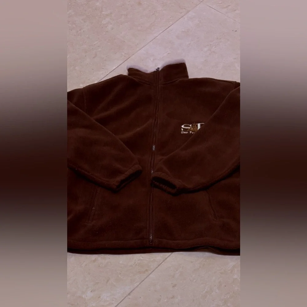 GOGO Sports Inc San Francisco , CA Brown Fleece Zip-Up Jacket Women Small - Picture 7 of 9